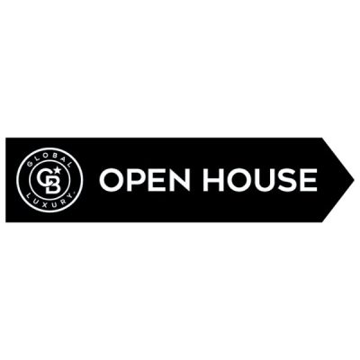 CB45C - GLOBAL LUXURY DIRECTIONAL ARROW - OPEN HOUSE   6" X 24" - CORRUGATED PLASTIC Printed On Both Sides