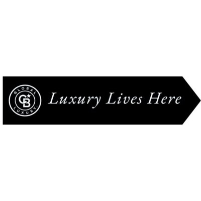 CB46C - GLOBAL LUXURY DIRECTIONAL ARROW -LUXURY LIVES HERE   6" X 24" - CORRUGATED PLASTIC Printed On Both Sides