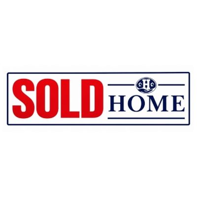 HM09 - SOLD BY HOME REALTY SIGN 6''X24'' - POLYSTYRENE PLASTIC Printed On One Side
