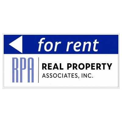 RP27 - OFFICE DIRECTIONAL ARROW - FOR RENT 9"X24" - CORRUGATED PLASTIC Printed On Both Sides